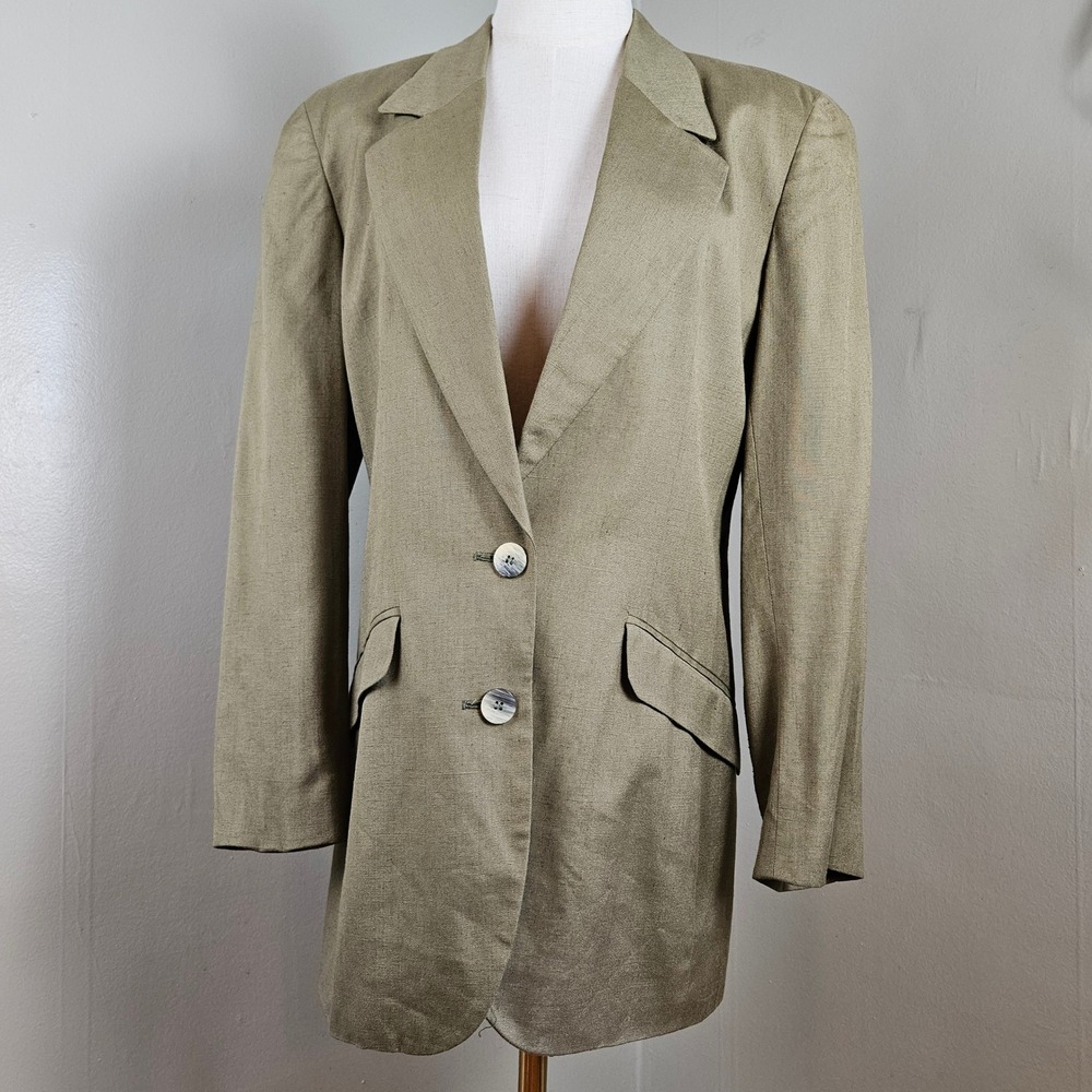 Vintage 80s Union Made Evan Picone Blazer Women's Sz‎ 10 Khaki Tan